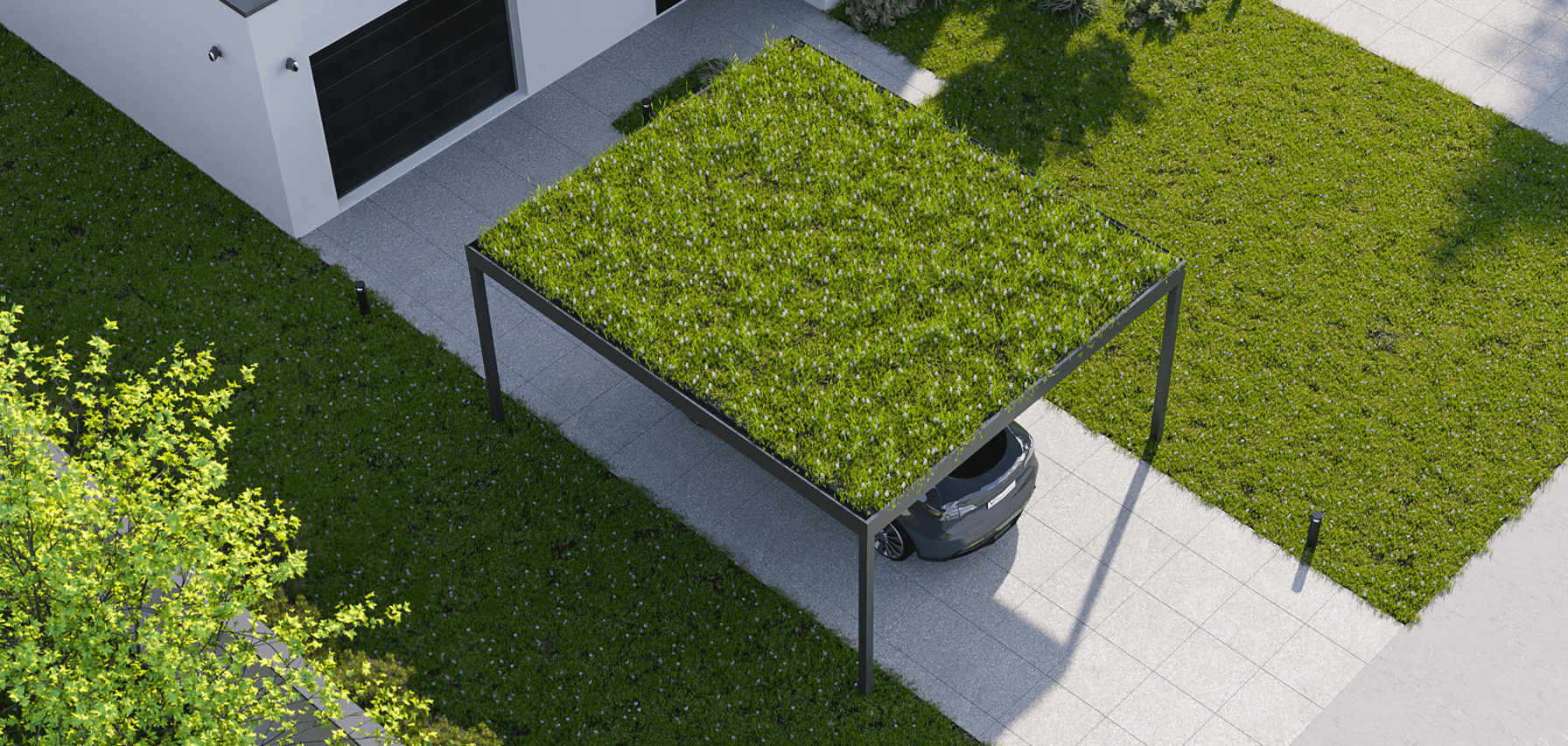 Alu Carport Dachbegrünung