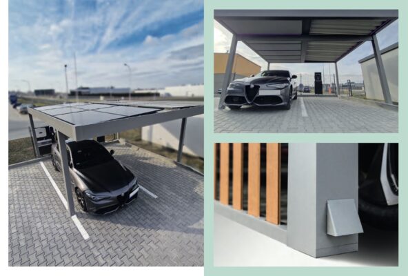 Moderner Doppelcarport aus Aluminium - individueller Schutz für zwei Autos.