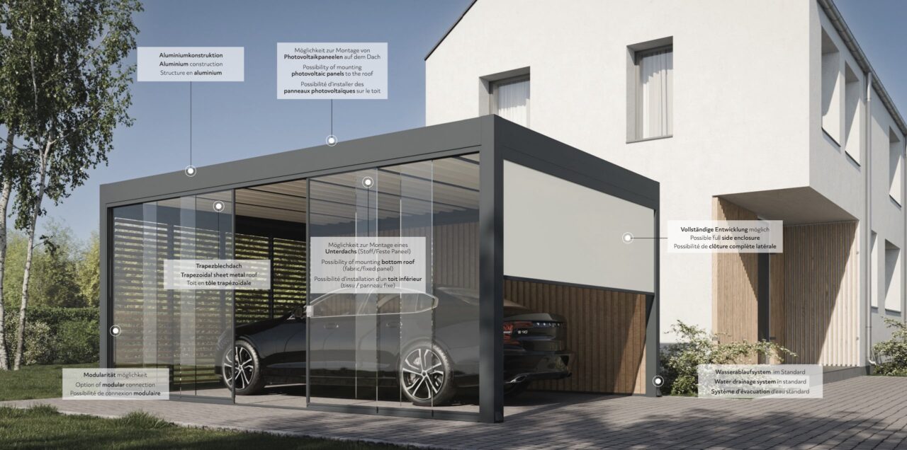 Carport mit Montage - Aluminium