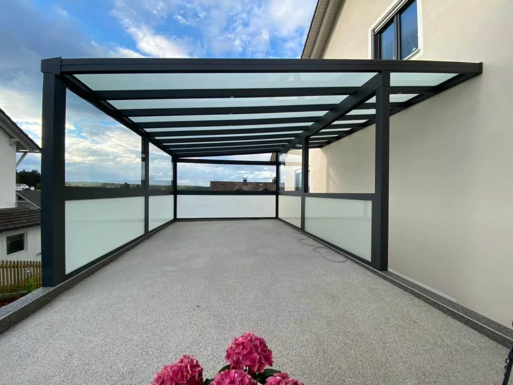 Carport Aluminium mit Polycarbonat Eindeckung 5mx5m