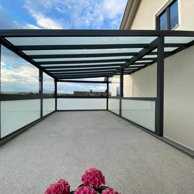 Carport Aluminium mit Polycarbonat Eindeckung 5mx5m